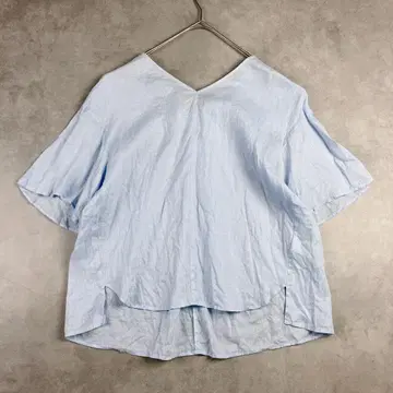나노 유니버스 네이비 더블 리본 풀오버 블라우스 뒷면 리본