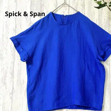 새상품급 Spick & Span 린넨 혼방 셔츠 블루 넉넉한 스타일