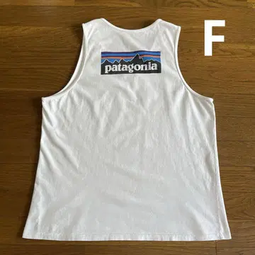 Patagonia 빅 로고 탱크탑 F 화이트 양면 프린트 코튼