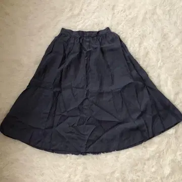 LE GLAZIK 린넨 개더 스커트 블랙 뒷면 메쉬 린넨 100% S