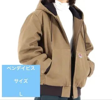 벤 데이비스 덕 자켓 브라운 후드 부착 점퍼
