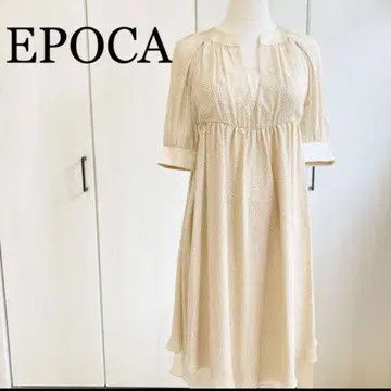 EPOCA 에포카 실크 원피스 5부 소매 도트 베이지 일본제