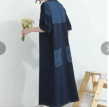 [ LUPILIEN ] 데님 배색 스티치 원피스