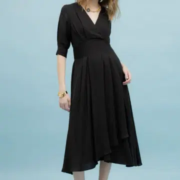 유나이티드 도쿄 카슈쿨 플레어 원피스 린넨 라이크 블랙 1