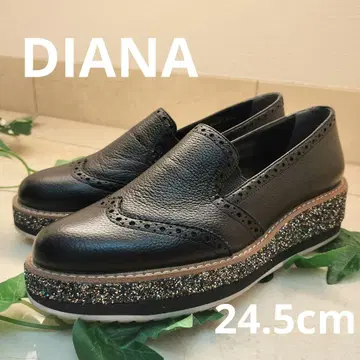[새상품급] DIANA 다이애나 로퍼 윙팁 통굽 라메 24.5