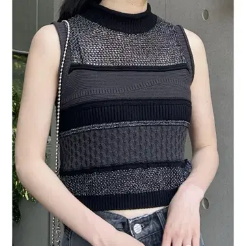 MURUA 무루아 크로셰 믹스 니트 블랙
