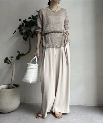 Dou Dou 슬랙스 팬츠 턱 와이드 팬츠 여성용