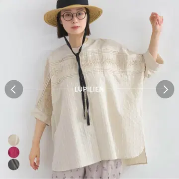 lupilien 루피리안 스트라이프 도비 핀턱 돌먼 블라우스