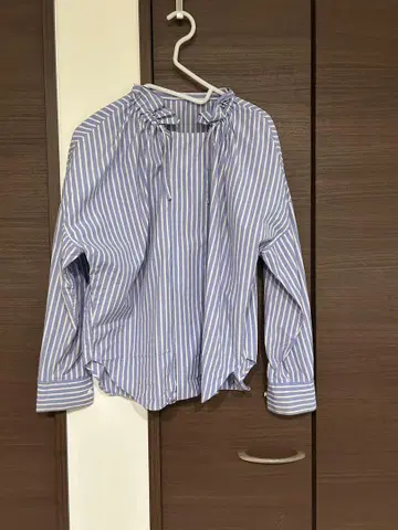 맥피 파인 코튼 브로드 프릴 칼라 블라우스 MACPHEE