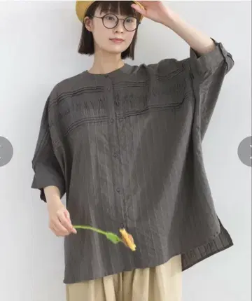 lupilien 루피리앙 스트라이프 도비 핀턱 돌먼 블라우스