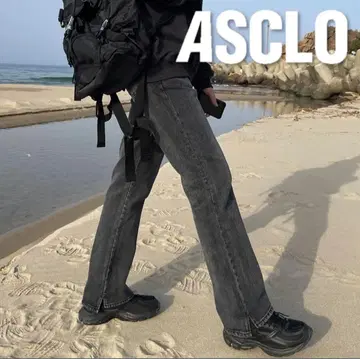 ASCLO 블랙 워싱 데님 팬츠