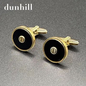 새상품급 dunhill 던힐 커프스 커프링 로고 골드 x 블랙