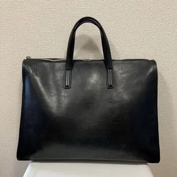 agnes b. 소가죽 비즈니스 백 블랙 가죽 아네스베