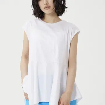 이번 시즌 PLST 플라스테 글로스 저지 페플럼 슬리브리스 티셔츠 S