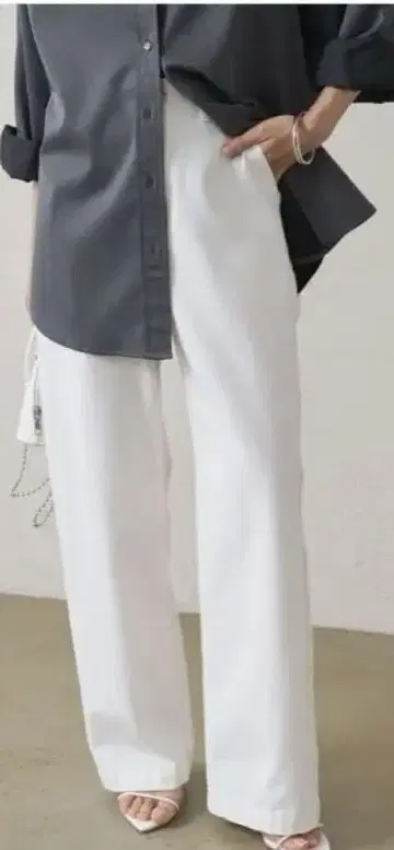 라운지 드레스 페인터 데님 화이트 M 사이즈