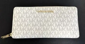 MICHAEL KORS 마이클코어스 장지갑 베이지 로고 라운드 지퍼