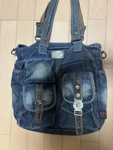 데님 숄더백