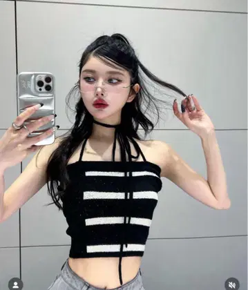 Darich 다리치 보더 베어 홀터 니트 탑