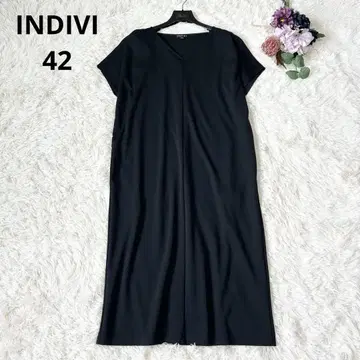 INDIVI 인디비 프렌치 슬리브 저지 원피스 빅 사이즈