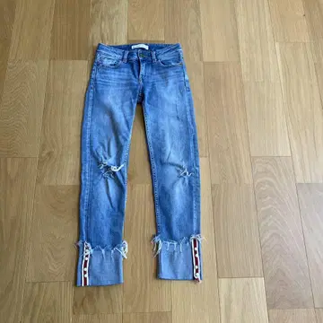 ZARA 1975 DENIM 라이트 블루 데미지 진