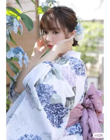 미착용 새상품 유카타 혼자서도 입을 수 있는 유카타 한나리 수국
