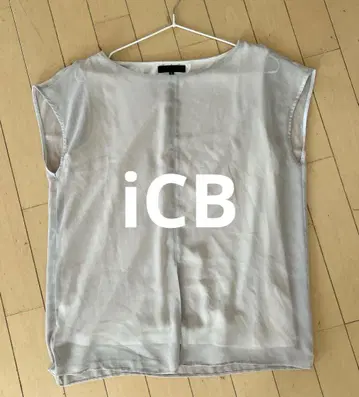 iCB 쉬폰 슬리브리스 튜닉 베이지 화이트