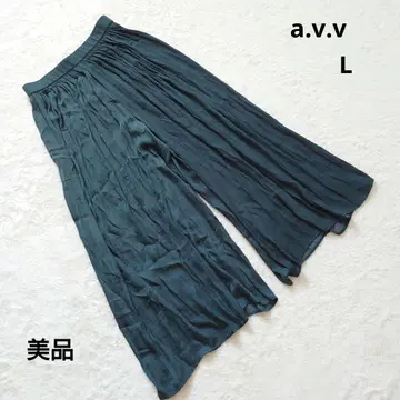 새상품급 a.v.v 아베베 다크 그린 스카초 와이드 팬츠 L