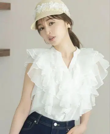 tocco closet 펄 단추 러플 프릴 시어 블라우스