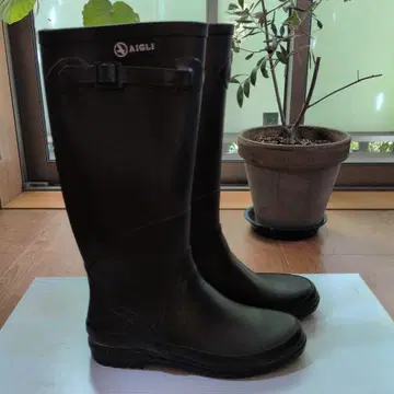 AIGLE 블랙 레인부츠 롱 장화