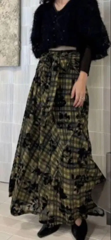 FLOCKY FLOWER TWIST SKIRT 그린 S 사이즈