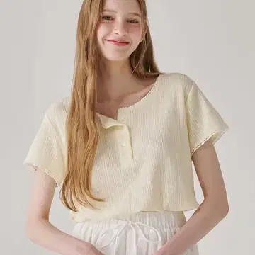 론론 TORCHON LACE HENRYNECK T SHIRT SOFT Y | 브랜드 중고거래