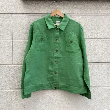USED USA 구제 의류 그린 린넨 자켓 셔츠 자켓 vintage