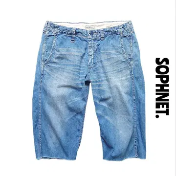 SOPHNET. 라이트 데님 하프 팬츠 인디고 컷오프 일본제