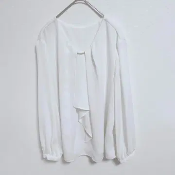 A566 INGNI 잉그 노카라 블라우스 화이트 긴팔 M
