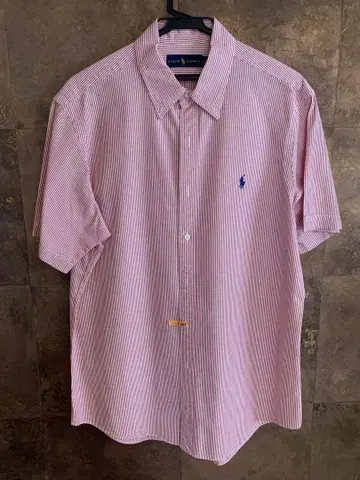 Ralph Lauren 반팔 셔츠 L 빨간색과 화이트 스트라이프