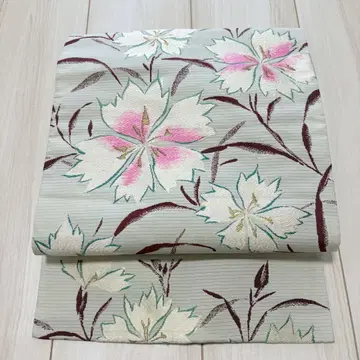 순수 실크 앤티크 나고야 오비 명주 여름 오비 패랭이꽃 패턴