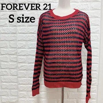 익명 배송 FOREVER 21 보더 시스루 니트 [S] 빨강 검정