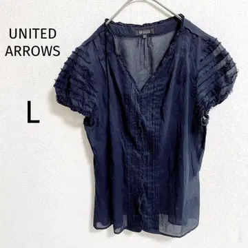 A166 UNITED ARROWS 티셔츠 L 블랙 소매 프릴