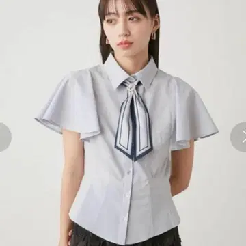 [넥타이핀 손상] SNIDEL 넥타이 블라우스 블루