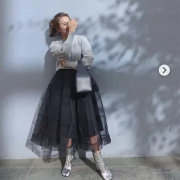링커블 절개 튤 스커트