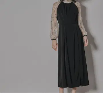 I 라인 드레스 레이스 블랙