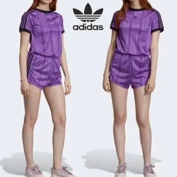 adidas 보라색 숏 올인원 점프수트