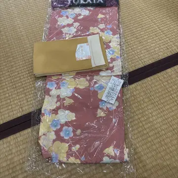 유카타 오비 세트 핑크 꽃무늬