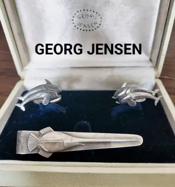 GEORG JENSEN 실버 넥타이핀 커프스 단추 3점 세트
