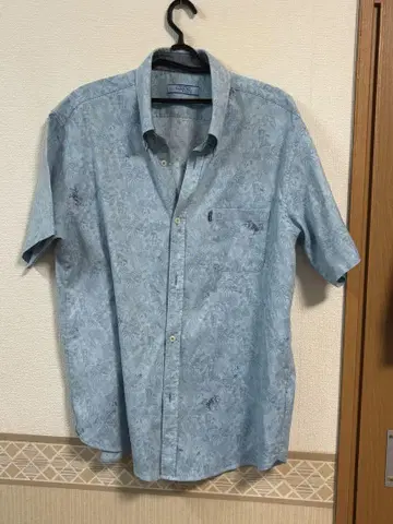 MAJUN 오션 블루 꽃무늬 반팔 셔츠 3L