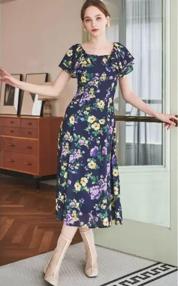 ANDCOUTURE 정원 플라워 프린트 원피스
