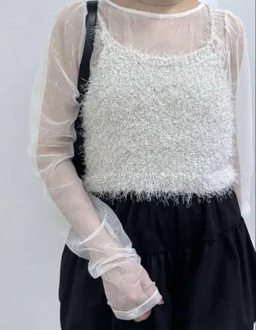 mline 라메 뷔스티에 SET 양류 블라우스