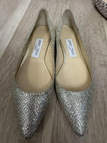 JIMMY CHOO 글리터 플랫 슈즈