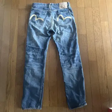 EVISU 데님 청바지 W30 미니 카모메 화이트 페인트