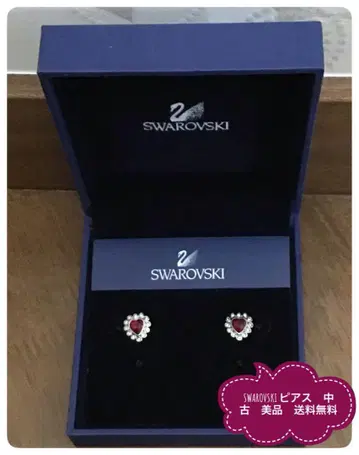 Swarovski 빨간 하트 귀걸이